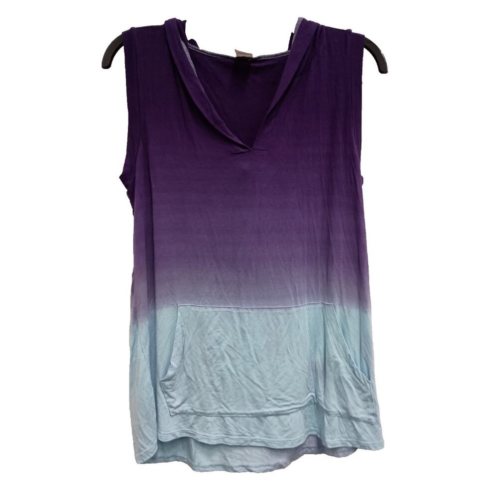 Sew In Love Womens BONO Hoodie Small Purple Blue Tie Dye Sleeveless Pullover
